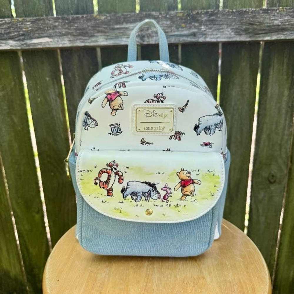 Disney Loungefly Winnie The Pooh Denim Backpack